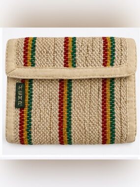 Handwoven Hemp Fold Wallet with Red-Green-Yellow Stripes